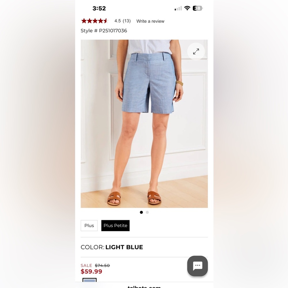 Talbots Light Blue chambray Women's Bermudas